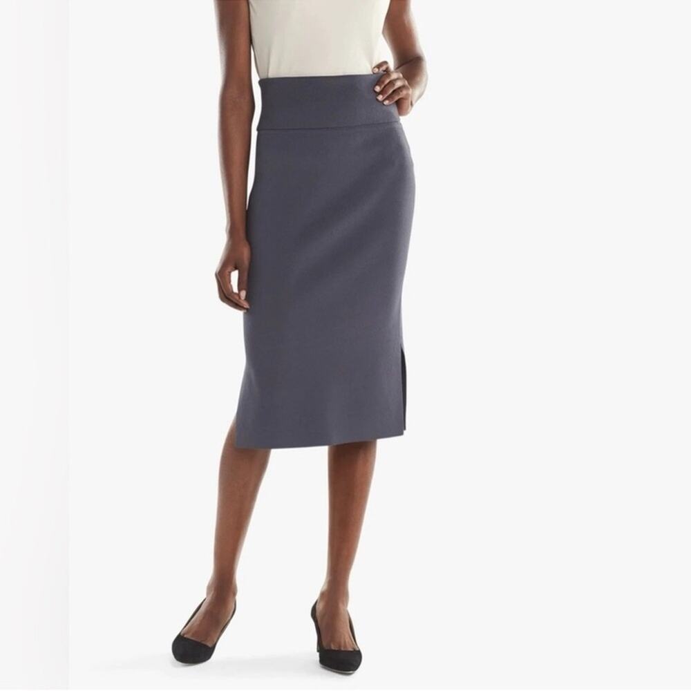 MM Lafleur The Harlem Foldover Knee Length Skirt Gray Knit Size Small